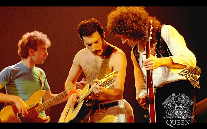 Queen Fred Mercury, band, members, concert, action, guitar, musician, HD wallpaper