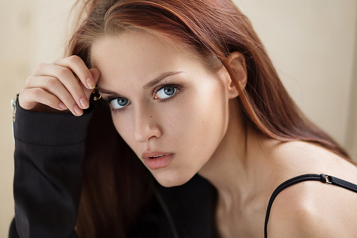 women, redhead, face, portrait, Fenix Raya, pierced eyebrow, HD wallpaper