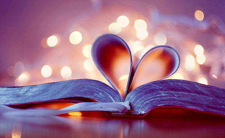HD wallpaper: Heart Book, hardbound book, Love, pink, purple, read, reading  | Wallpaper Flare