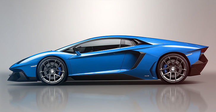 blue Lamborghini Aventador, reflection, LP700-4, LB834, profile, HD wallpaper