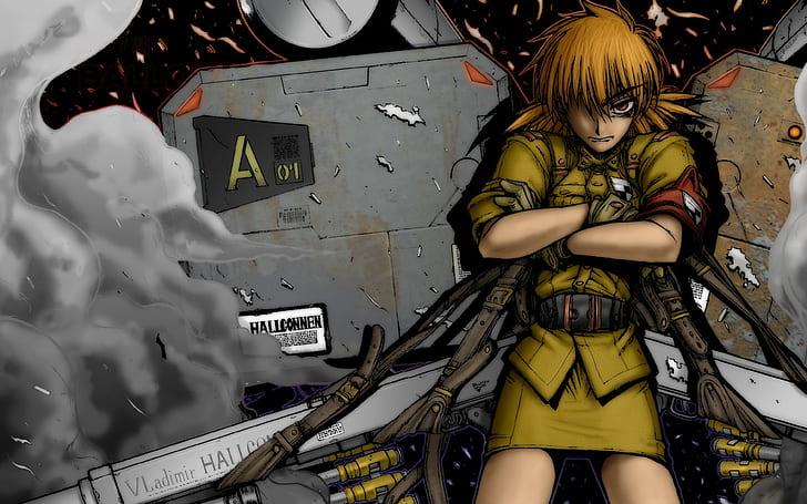 Anime girl awesome Heavy Artillery Anime Hellsing HD Art, beautiful, HD wallpaper