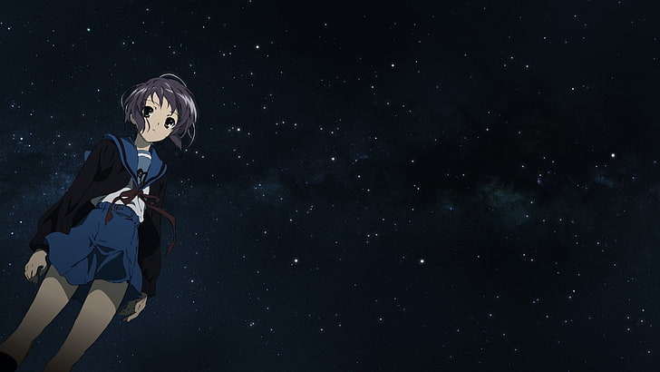 anime, Nagato Yuki, one person, star - space, astronomy, sky, HD wallpaper