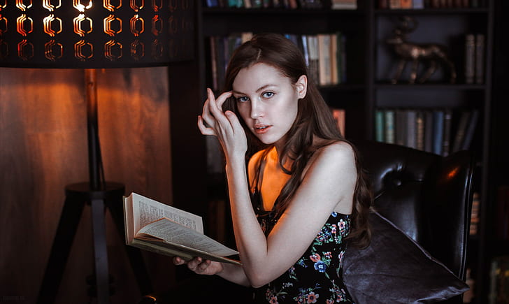 books, model, reading, women, portrait, HD wallpaper