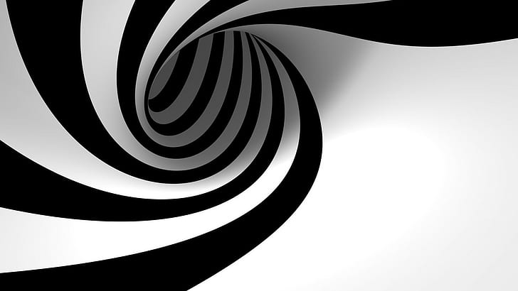 abstract, swirl, black, white, simple, digital art, HD wallpaper