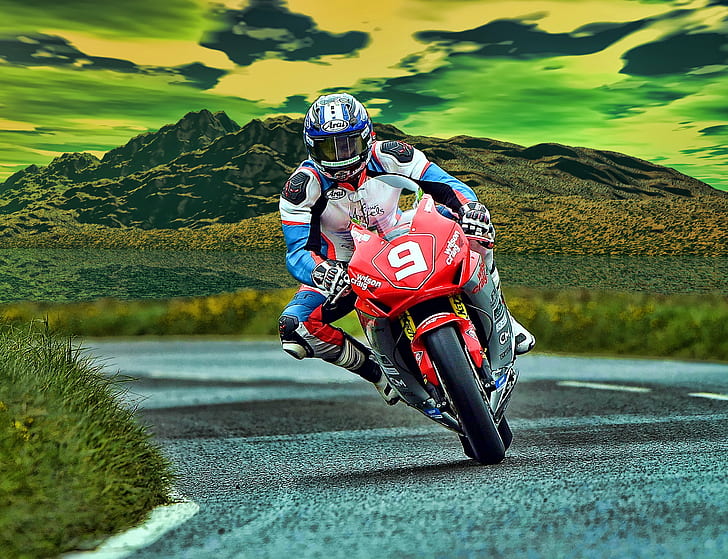 person riding motorcycle, Racer, 川崎, 雅马哈, 革, ヤマハ, HD wallpaper