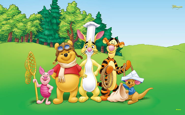 Cartoon Piglet Rabbit Tigger Roo And Winnie The Pooh Characters Desktop Hd Wallpaper 2560×1600