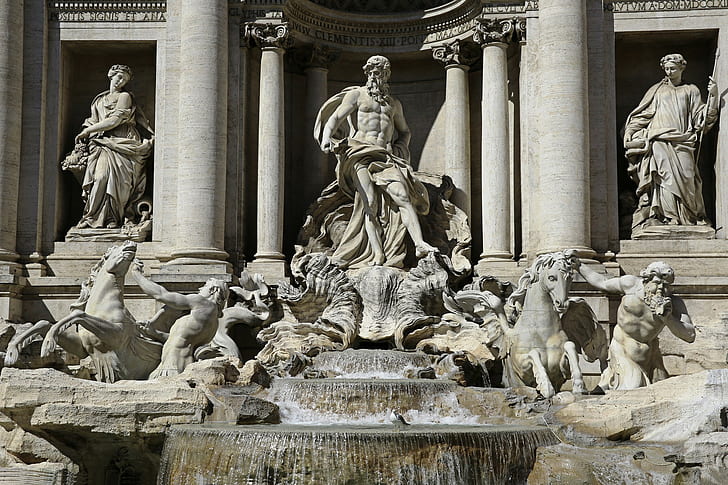 The Trevi fountain, Rome, Italy, sculpture, HD wallpaper