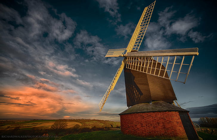 architectural photography of wind mill under stratus clouds, brill, brill