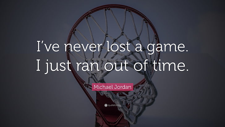 white text on basketball rim, quote, motivational, sport , Michael Jordan