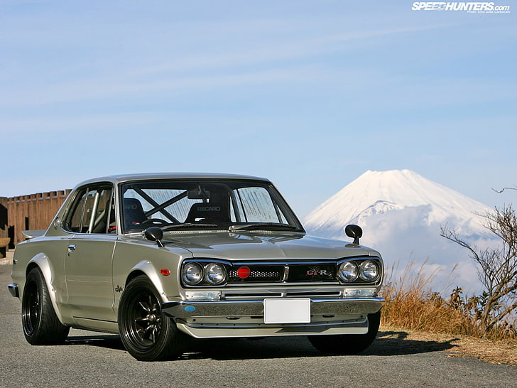 Nissan, Nissan Skyline, Hakosuka, Japan, mountains, car, Mount Fuji, HD wallpaper