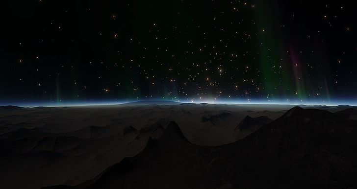 starry night, Space Engine, planet, Moon, Sun, scenics - nature