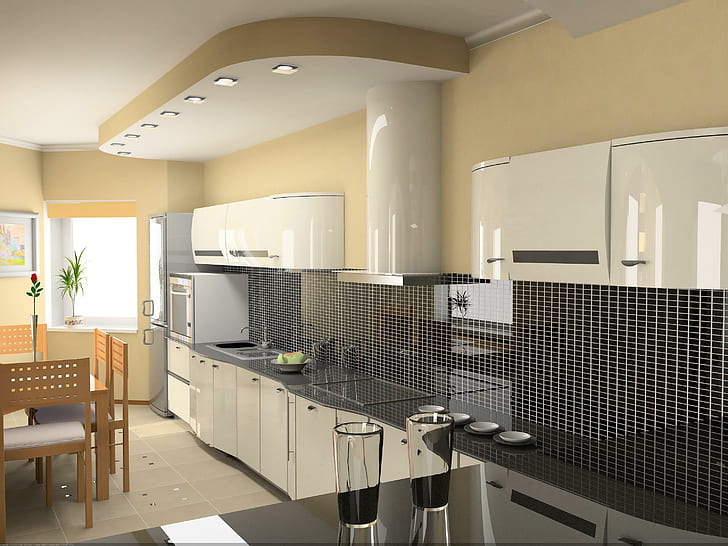 Interior Kitchen Design 3D Graphics, miscellaneous, HD wallpaper
