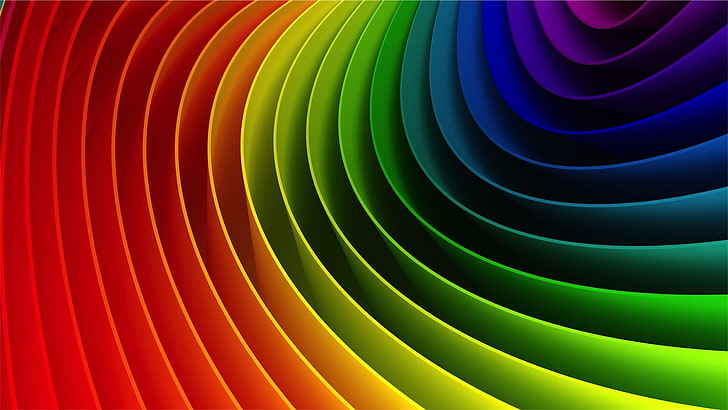 multicolored digital wallpaper, colorful, rainbows, shapes, abstract