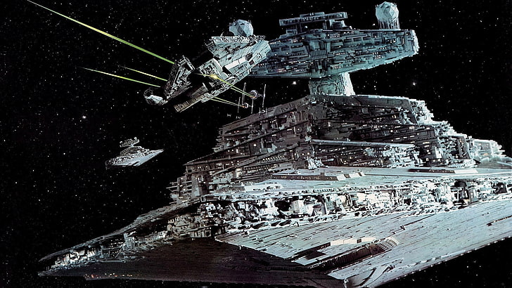 Star Wars, Galactic Empire, Millennium Falcon, Star Destroyer, HD wallpaper