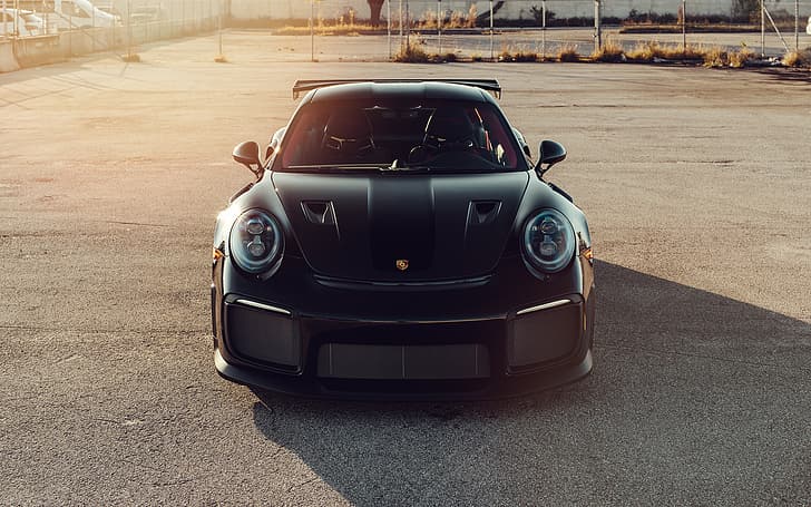 Porsche, Front, Black, Sunset, Evening, 991, Sight, GT2RS, HD wallpaper