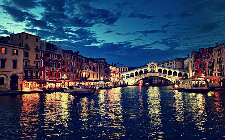 Italy, landscape, Venice, boat, city, house, building, colorful