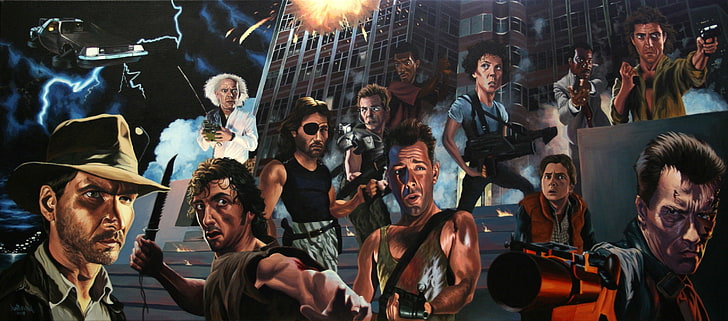 Alien (movie), Back To The Future, Caricature, Die Hard, Escape From New York