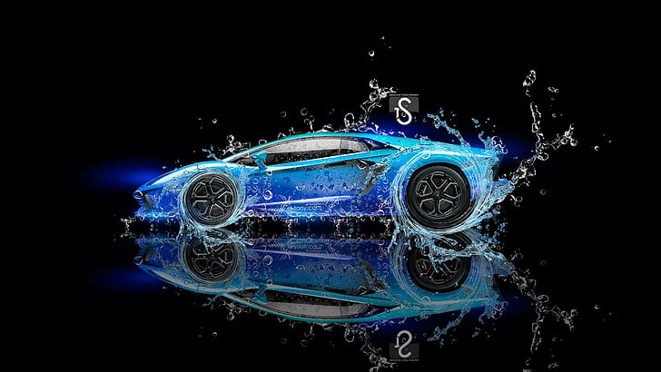 HD wallpaper: Lamborghini Aventador blue supercar, water splash, creative  design, blue sports car poster | Wallpaper Flare