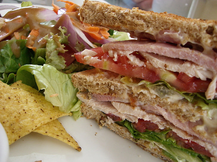 club house sandwich dish, food, sandwiches, food and drink, vegetable, HD wallpaper