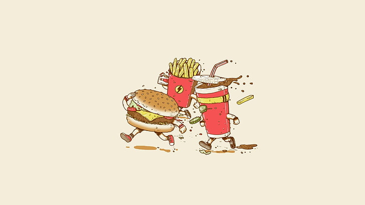 food, minimalism, burgers, French fries, representation, studio shot, HD wallpaper
