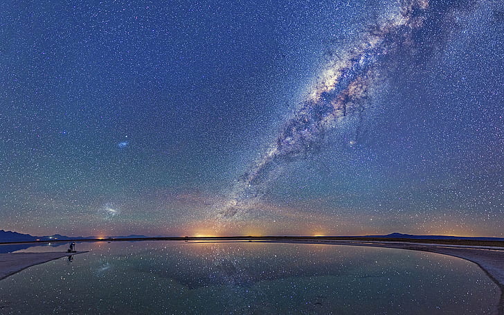 Galaxy Milky Way Night Stars Reflection HD, nature, HD wallpaper