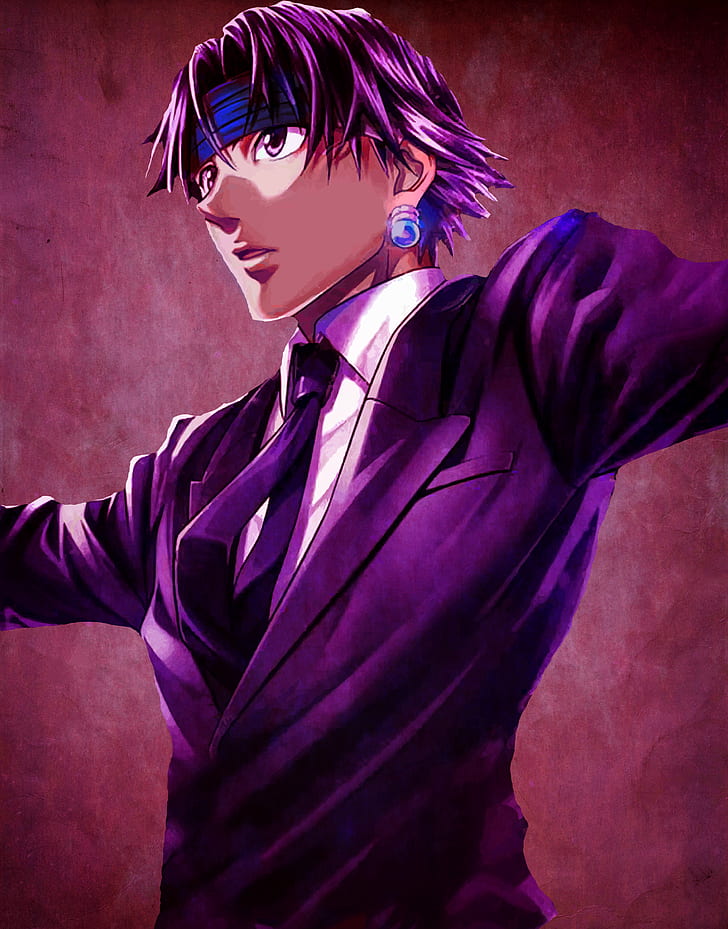 Hunter x Hunter, anime, anime boys, tie, purple hair