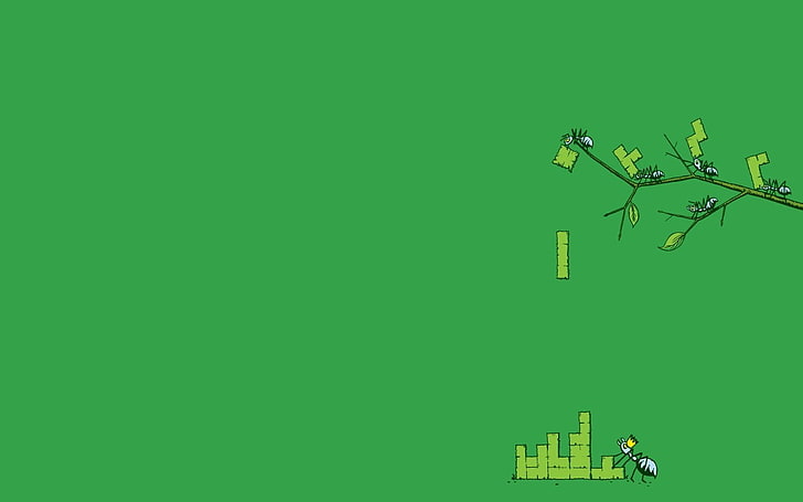 Tetris blocks illustration, minimalism, video games, ants, animals