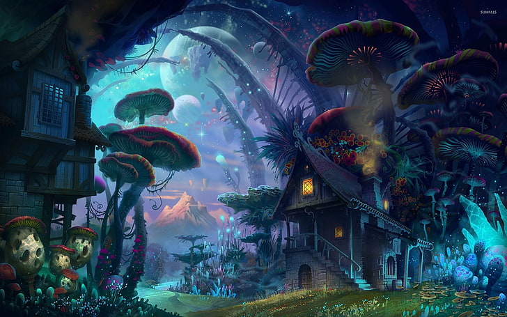 HD wallpaper: trippy, psychedelic, mushroom, magic mushrooms, fantasy art |  Wallpaper Flare