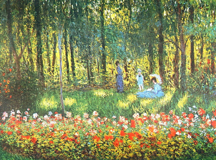 landscape, picture, Claude Monet, genre, The Artist's family in the Garden, HD wallpaper