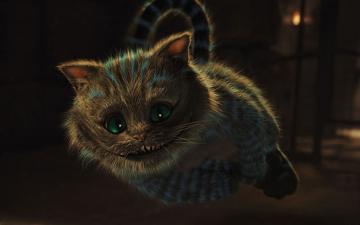 Alice in Wonderland Cheshire, Cheshire Cat, fantasy art, animals