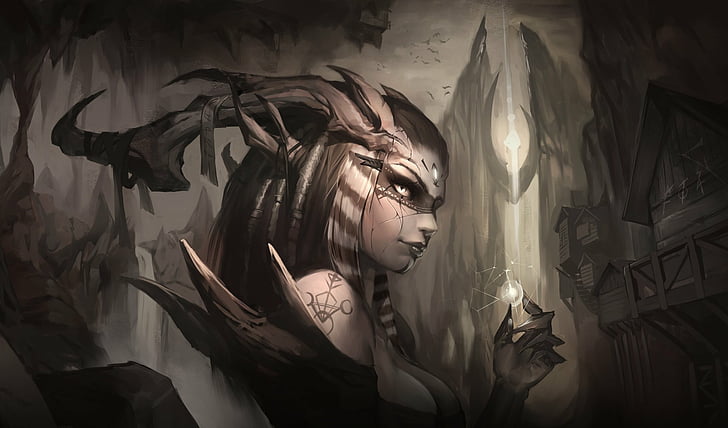 Dark, Demon, Girl, Horns, Woman, HD wallpaper