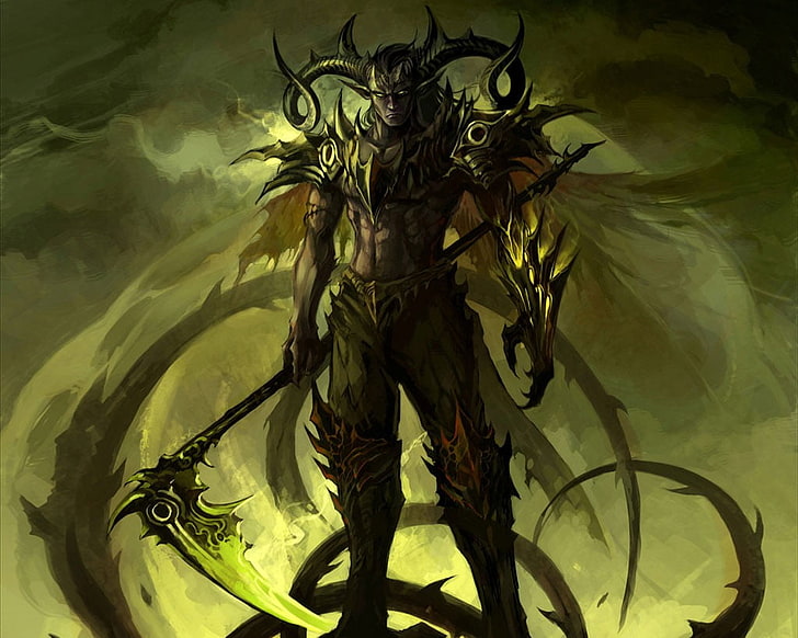 man holding scythe illustration, World of Warcraft, video games