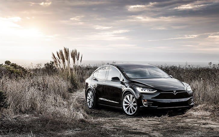 Tesla Model X black electric car, HD wallpaper