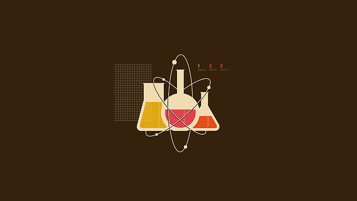 science flasks illustration, minimalism, chemistry, scientists