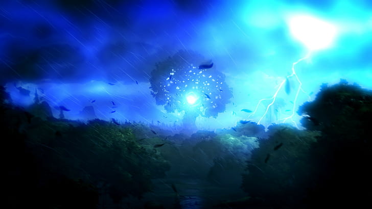 Ori and the Blind Forest, night, cloud - sky, blue, illuminated