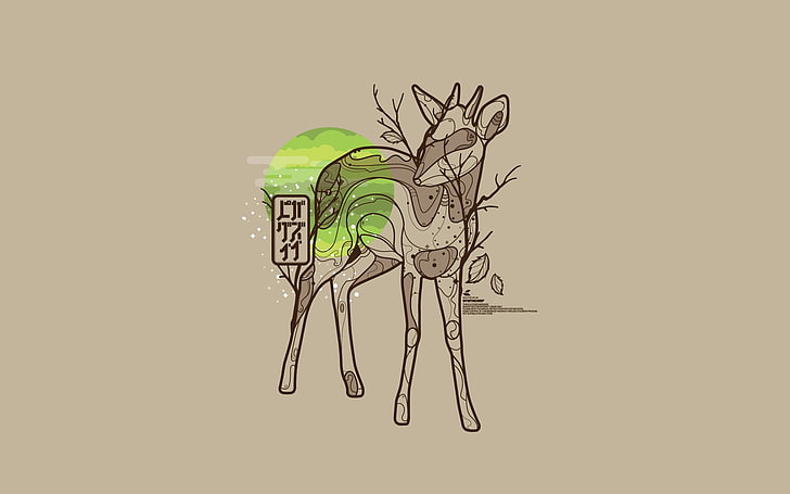 assorted-color deer illustration, artwork, geometry, nature, simple background, HD wallpaper