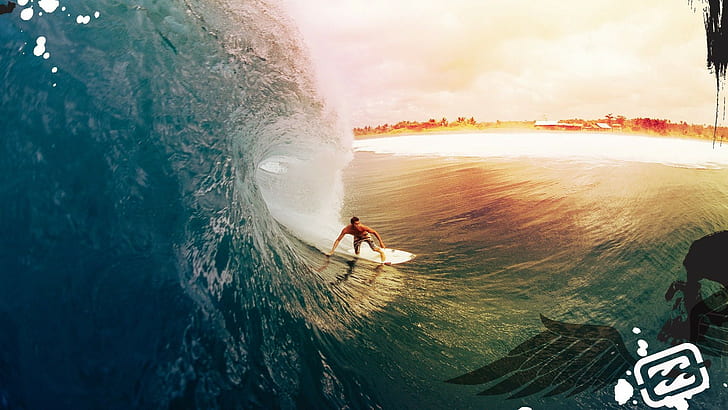 Surfing HD, surfer on white surfboard, sports, HD wallpaper