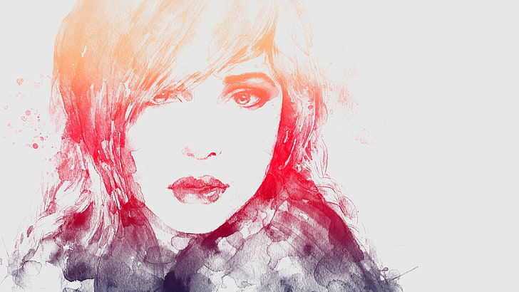 female illustration, painting, blood, red, human body part, studio shot, HD wallpaper
