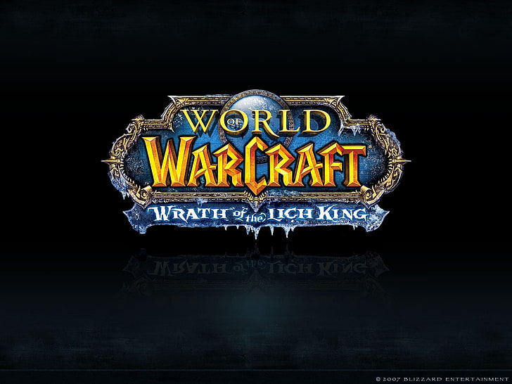 World of warcraft, Logo, Wow, Wrath of the lich king, black background, HD wallpaper