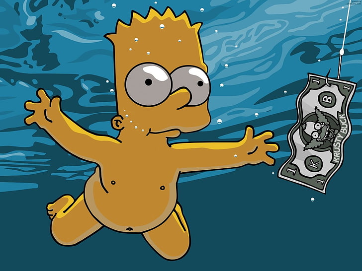 Bart Simpson, Bart Simpson doing Nirvana album, Cartoons, the simpsons, HD wallpaper