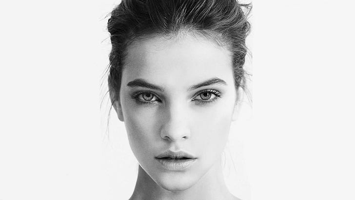 face, model, black and white, beautiful, photoshoot, Victoria's Secret Angel, HD wallpaper