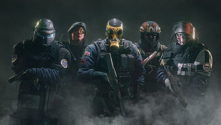 HD wallpaper: five officers cover by smoke digital wallpaper, Rainbow ...