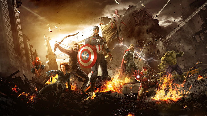 The Avengers, Scarlett Johansson, Captain America, Thor, Iron Man, HD wallpaper