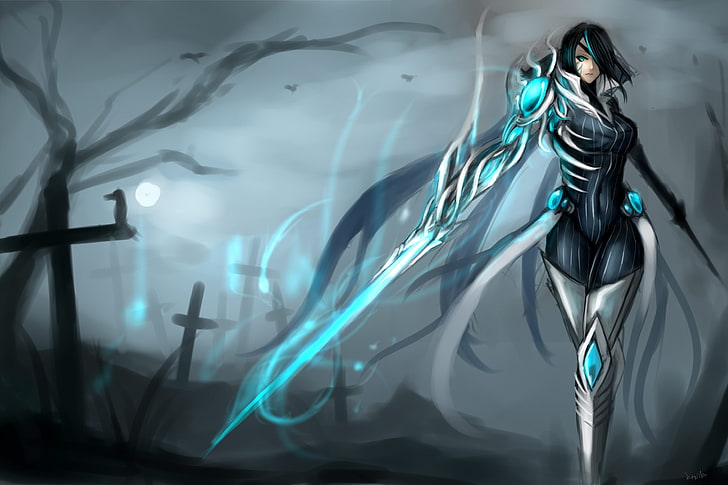 black haired female character, League of Legends, Fiora (League of Legends), HD wallpaper