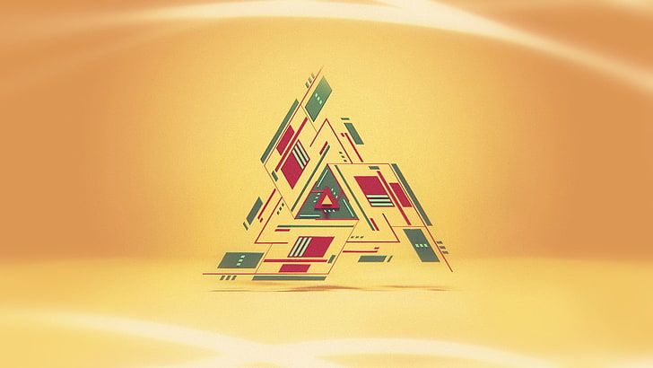 triangle multicolored digital wallpaper, digital art, simple background