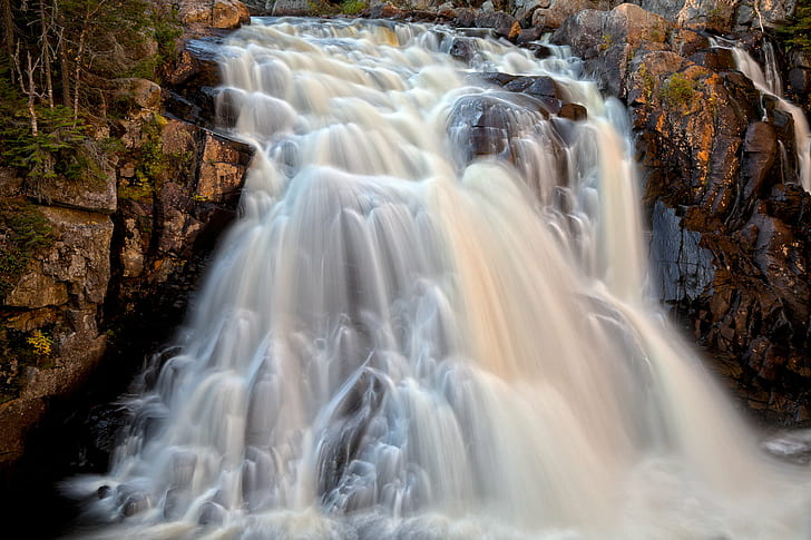 timelapse photography of water falls, Chutes, du, Diable, Waterfall, HD wallpaper