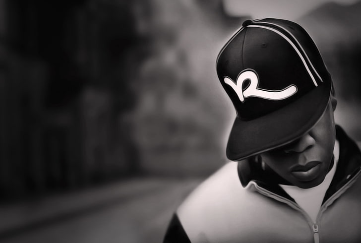 grayscale photo of man wearing black cap, hip-hop, street, new-york