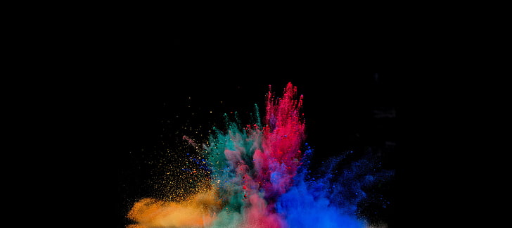 Colorful Powder Explosion, motion, exploding, studio shot, multi colored