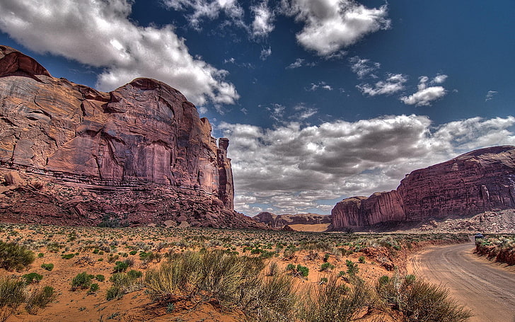landscape photo of canyons, nature, clouds, rock, rock formation
