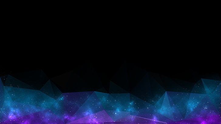 blue and purple abstract wallpaper, space, stars, low poly, night